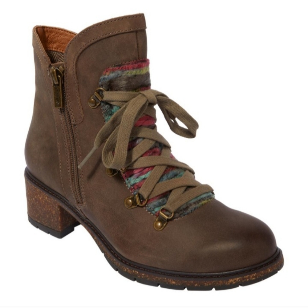 New Aetrex® Dark Taupe Joleen Boot Orthotic Factory Distressed Leather Boots